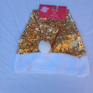 Gold Sequin Santa Hat Christmas Holiday Festive Gift Party Yuletide Cheer Fun